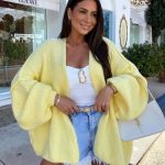 damen strickjacke gelb