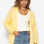 damen strickjacke gelb