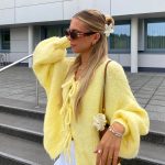 damen strickjacke gelb