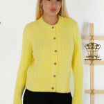 damen strickjacke gelb