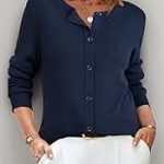 dunkelblaue damen strickjacke