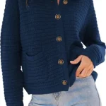 dunkelblaue damen strickjacke