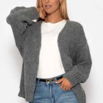graue damen strickjacke