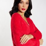 rote damen strickjacke