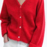 rote damen strickjacke