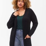 strickjacke schwarz lang