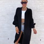 strickjacke schwarz lang